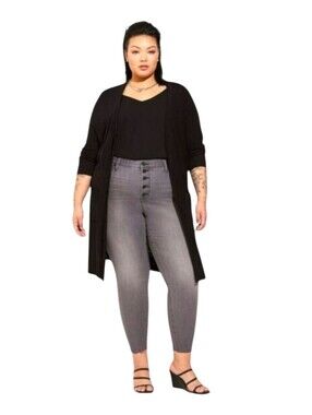 TORRID Slub Black Open Front Sweater Cardigan 1X